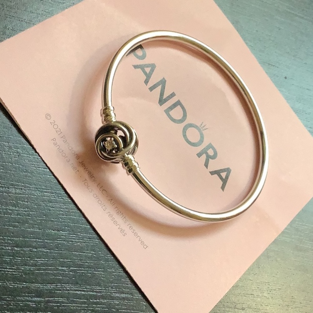 Pandora Silver Twist Knot Bangle Bracelet - Picture 5 of 9